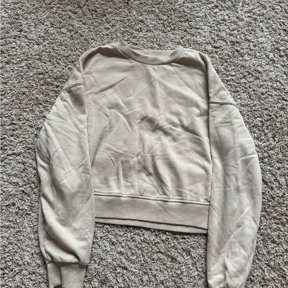 H&M Divided Cream Ribbed Collar Top